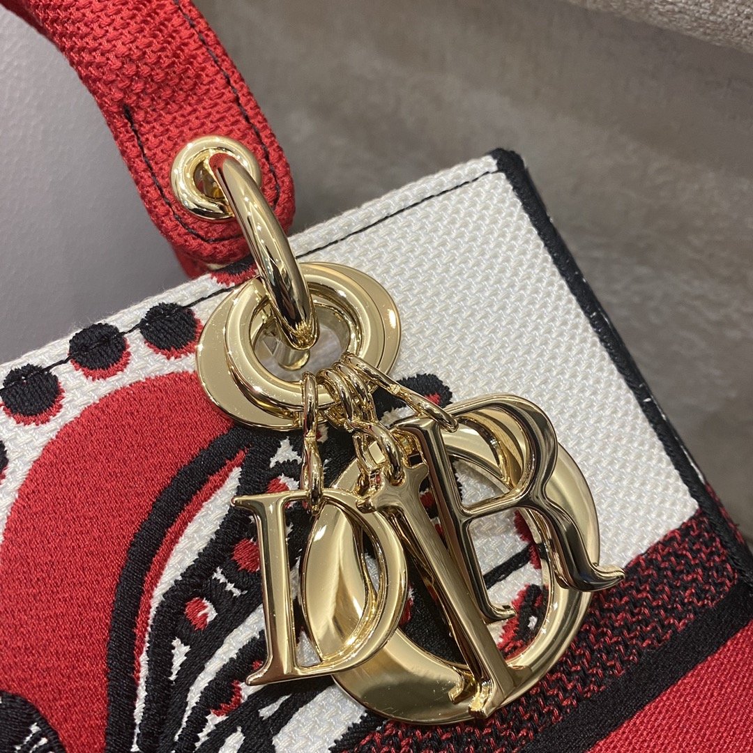Christian Dior Medium Lady D-Lite Bag 24cm Red