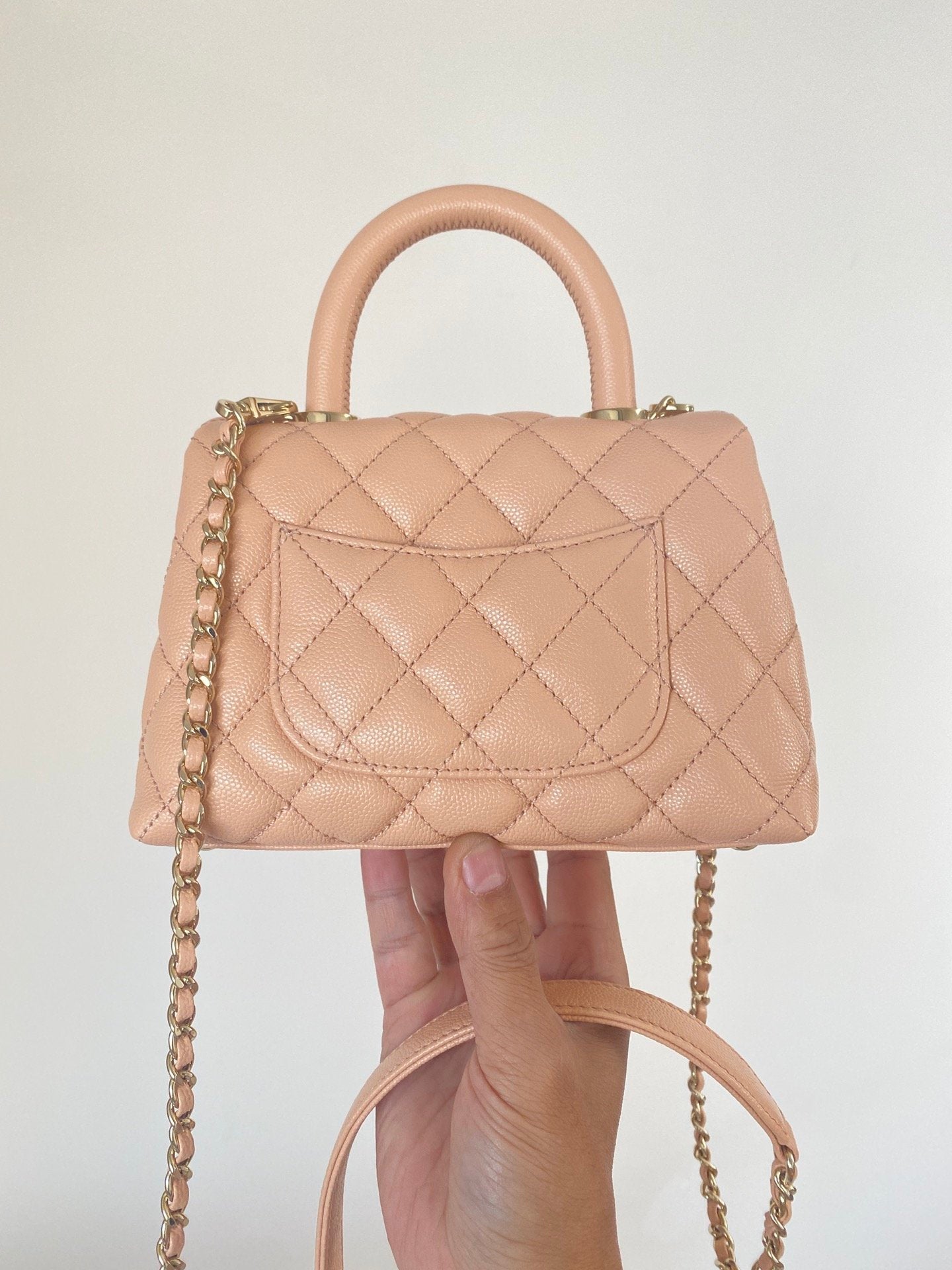 Chanel Flap Bag With Top Handle 19cm Light Brown