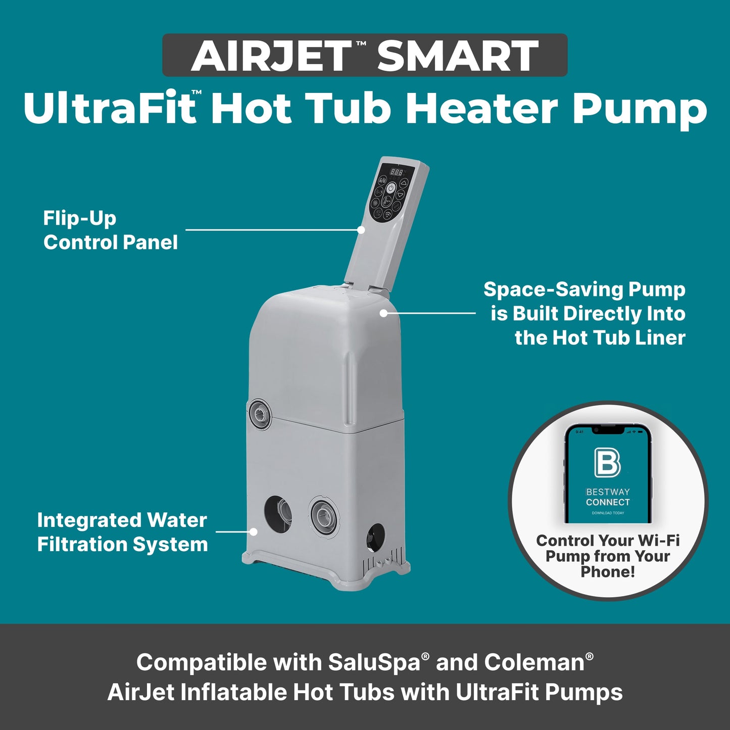 SaluSpa UltraFit AirJet Smart Hot Tub Heater Pump with App-Control