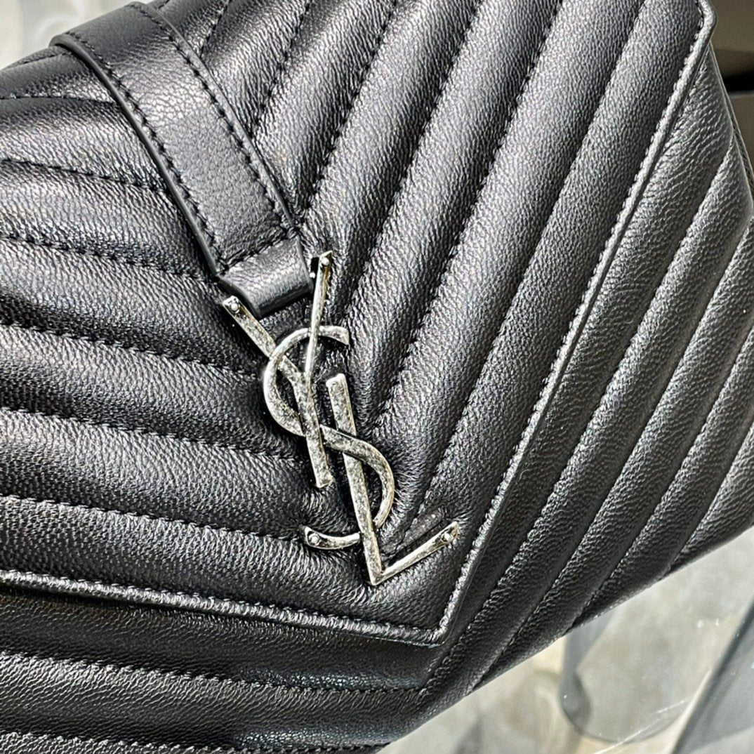 Saint Laurent College Medium Chain Bag With Silver Hardware 24cm