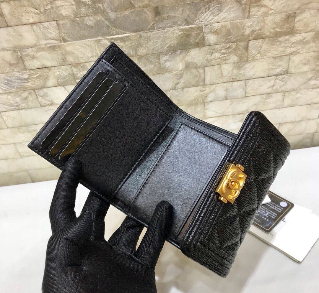CO-CO Chanel Boy Wallet With Gold Hardware 11cm