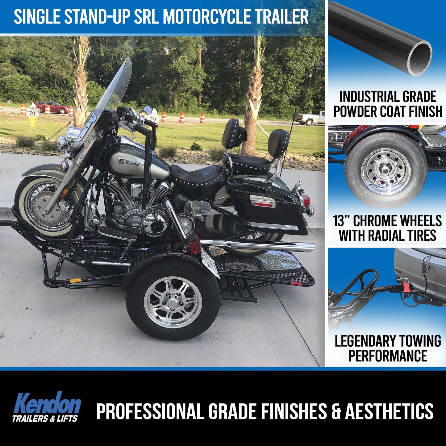 Single Ride-Up SRL Stand-Up Motorcycle Trailer