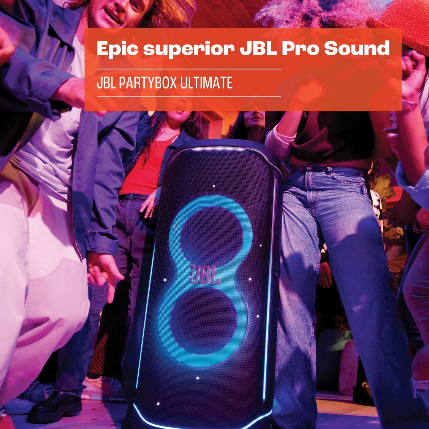 JBL PartyBox Ultimate - Massive party speaker with powerful sound, multi-dimensional lightshow, and splashproof design. - Black