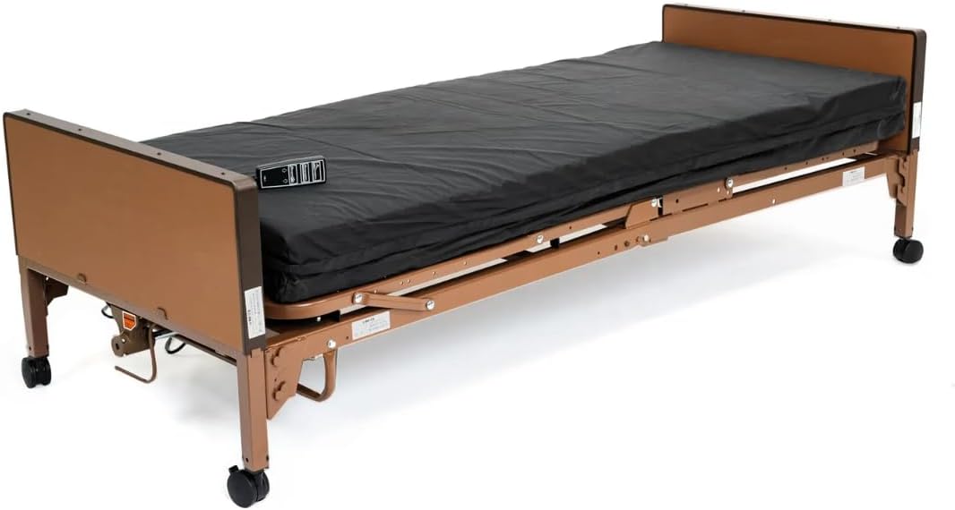 Fully Electric Hospital Bed Set with Foam Mattress & Half Rails