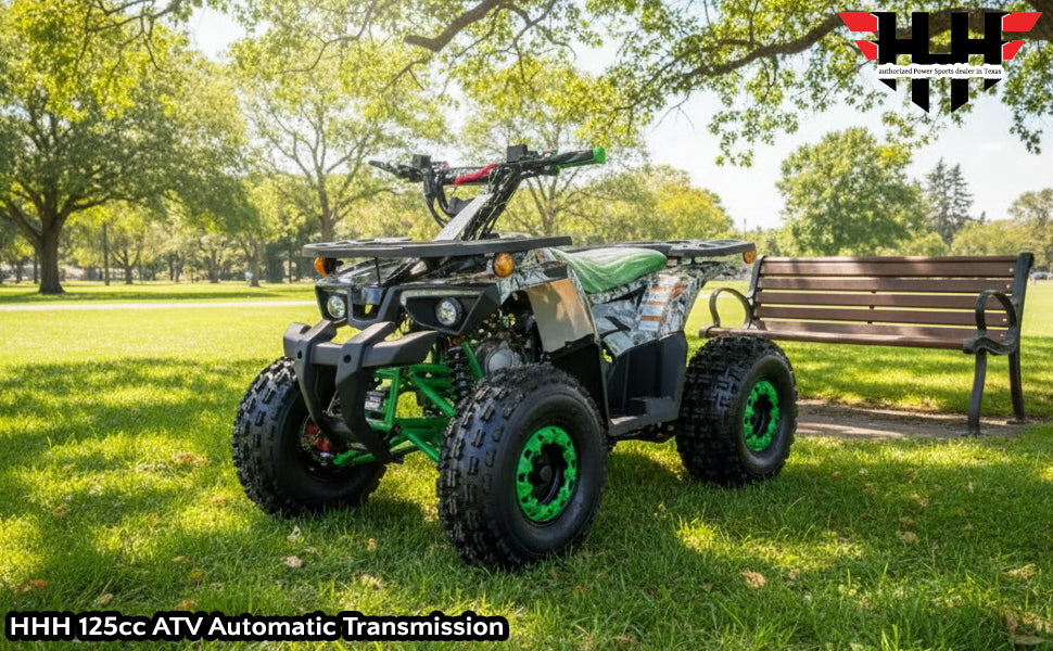 HHH 125cc ATV Quad 125cc ATV with Reverse, LED Lights, Big Wide Tires with Matching Rims 4 Wheeler-Red
