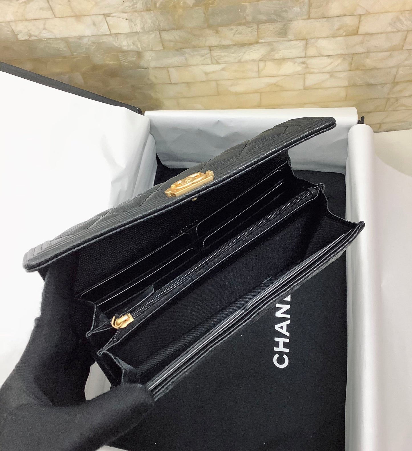 CO-CO Chanel Long Flap Wallet With Gold Hardware 20cm