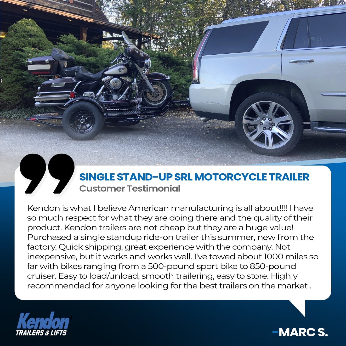 Single Ride-Up SRL Stand-Up Motorcycle Trailer