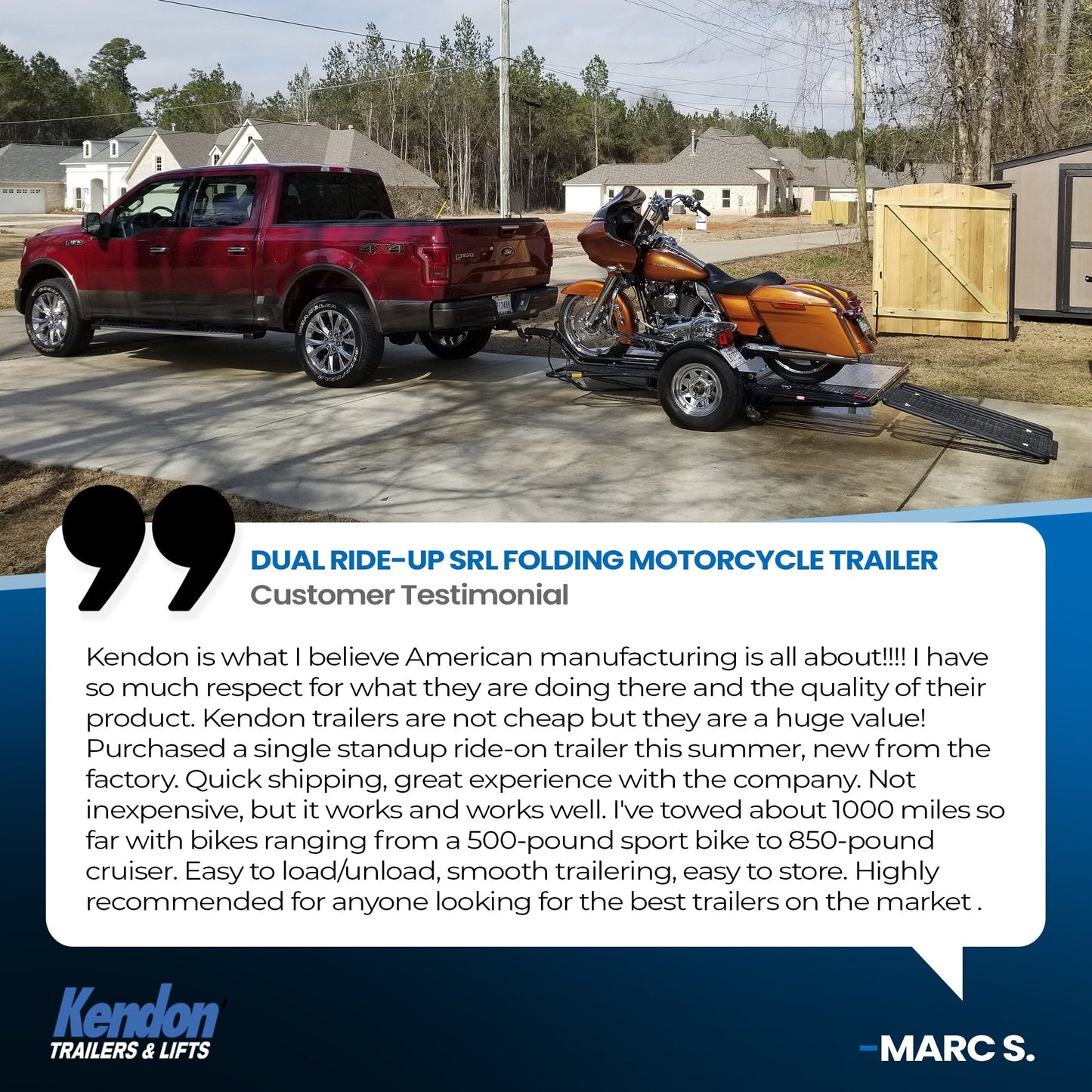 Dual Ride-Up SRL Folding Motorcycle Trailer - Dicounted USED