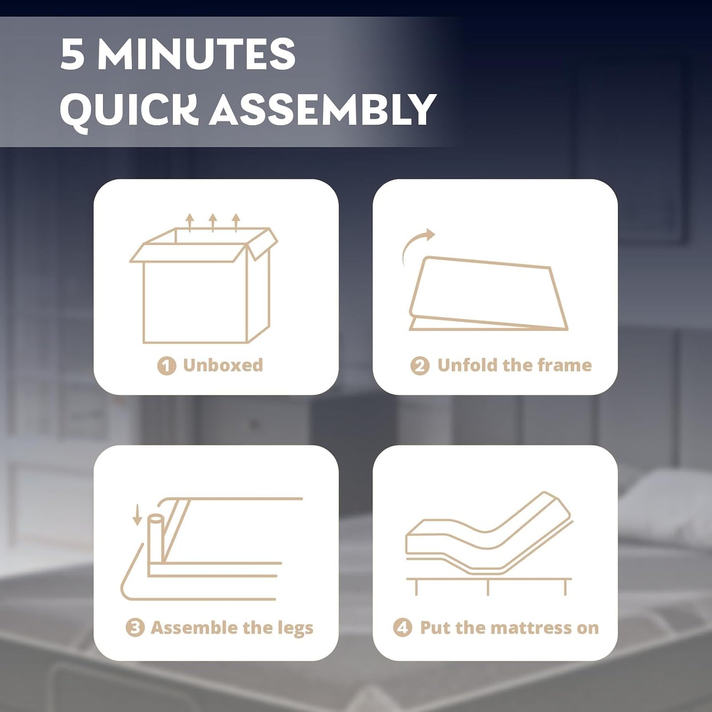 Dyonery Twin XL Adjustable Bed with 12" Gel Memory Foam Mattress