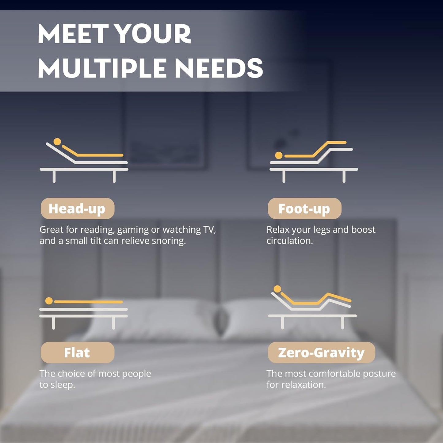Dyonery Twin XL Adjustable Bed with 12" Gel Memory Foam Mattress