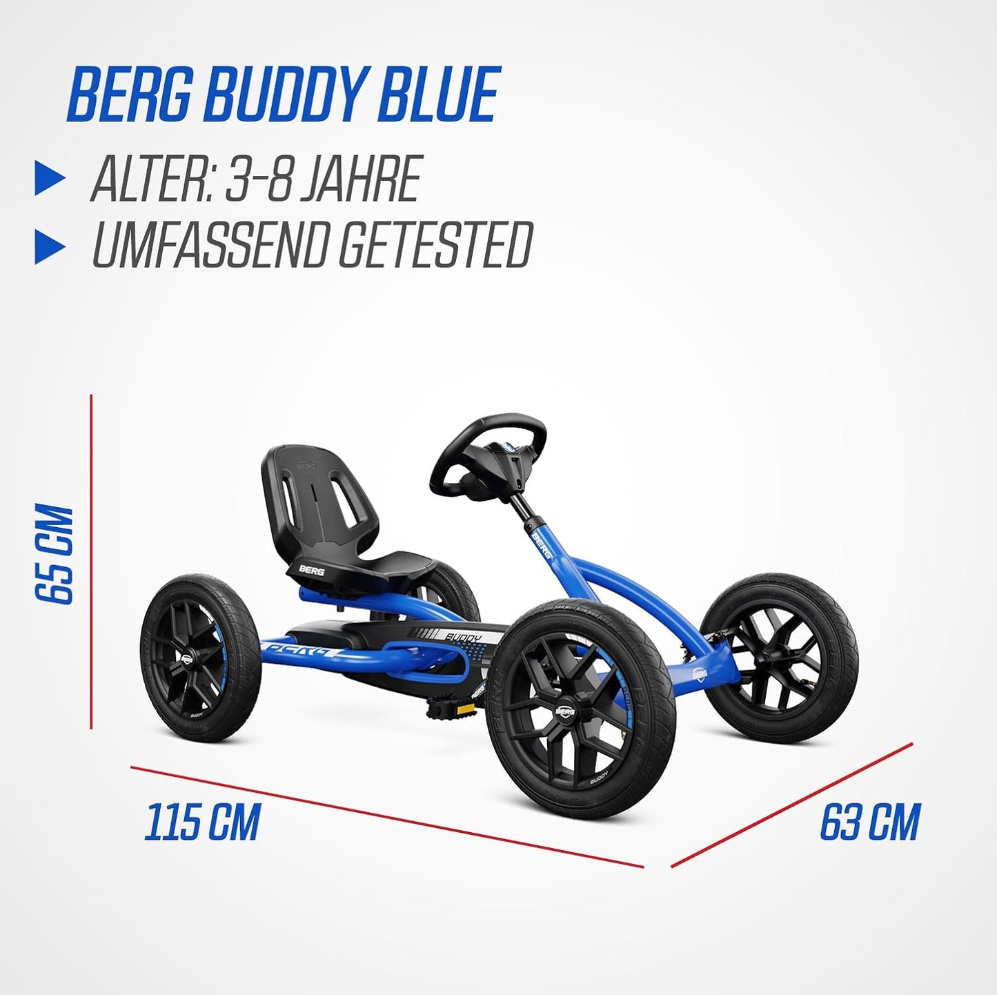 BERG Buddy Blue Pedal Go-Kart for Kids with BFR System