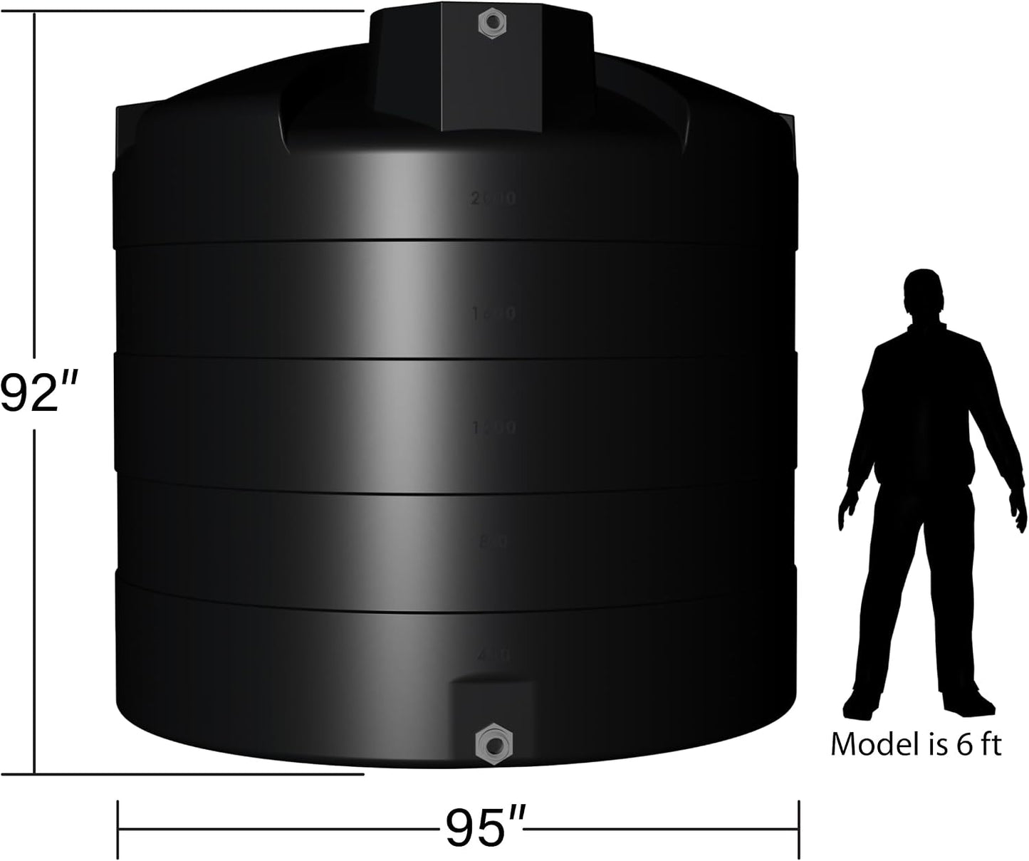 2500 Gallon Vertical Plastic Water Storage Tank
