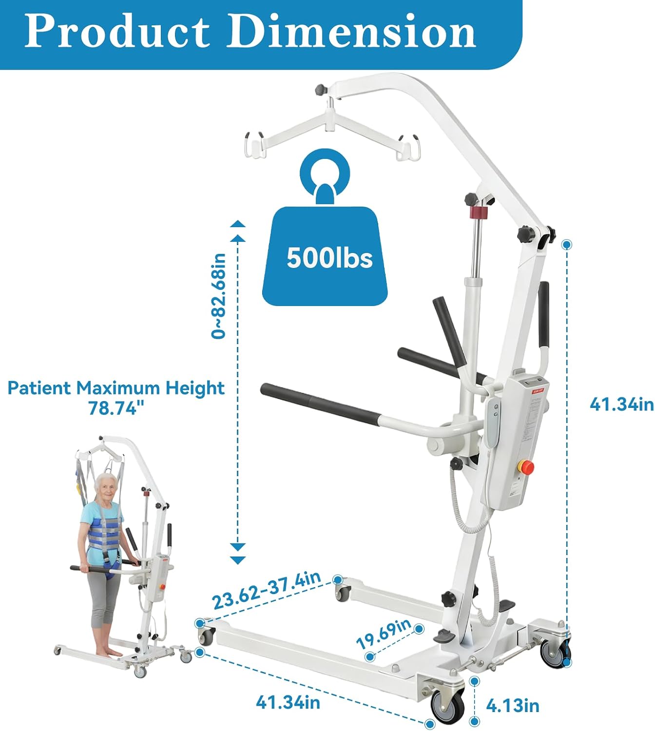 2-in-1 Electric Patient Lift with Stand-Up Assist & 2 Slings