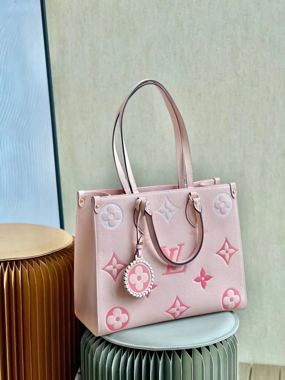 Louis Vuitton By The Pool OnTheGo MM Bag 35cm Monogram Empreinte Canvas Leather Spring/Summer Collection M45717 Rosebud