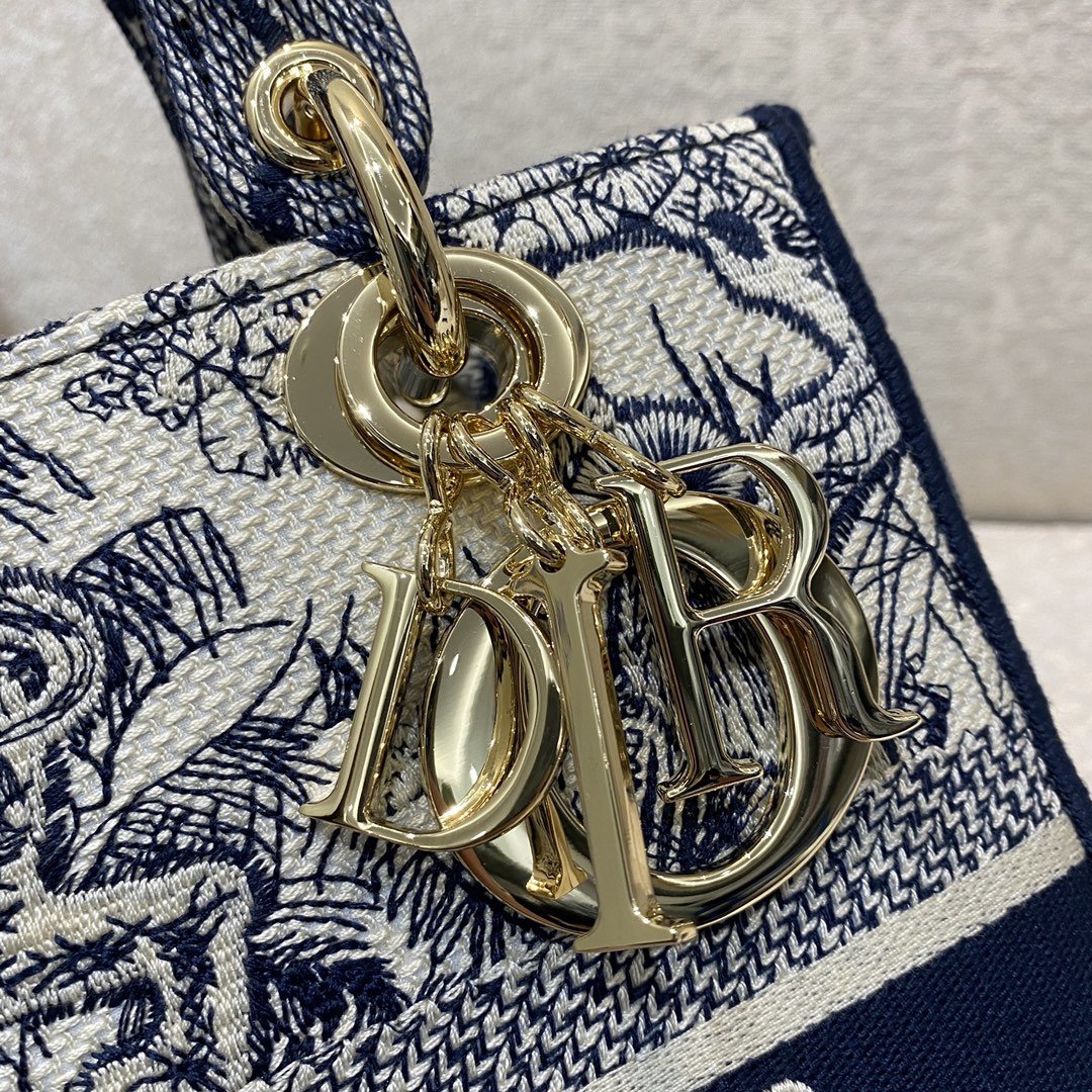 Christian Dior Medium Lady D-Lite Bag 24cm Blue