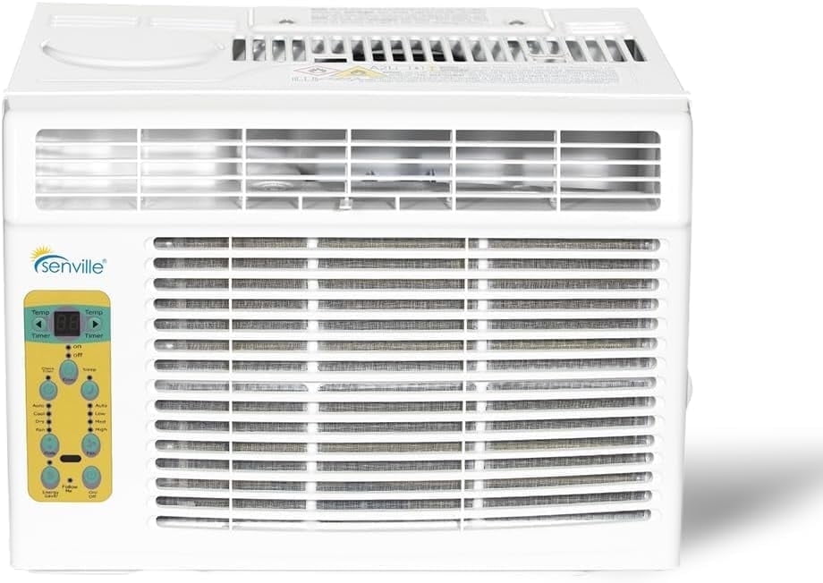 Senville 6000 BTU Window Air Conditioner, Cooling for Rooms up to 250 sq ft, Washable Filter, Easy to Use