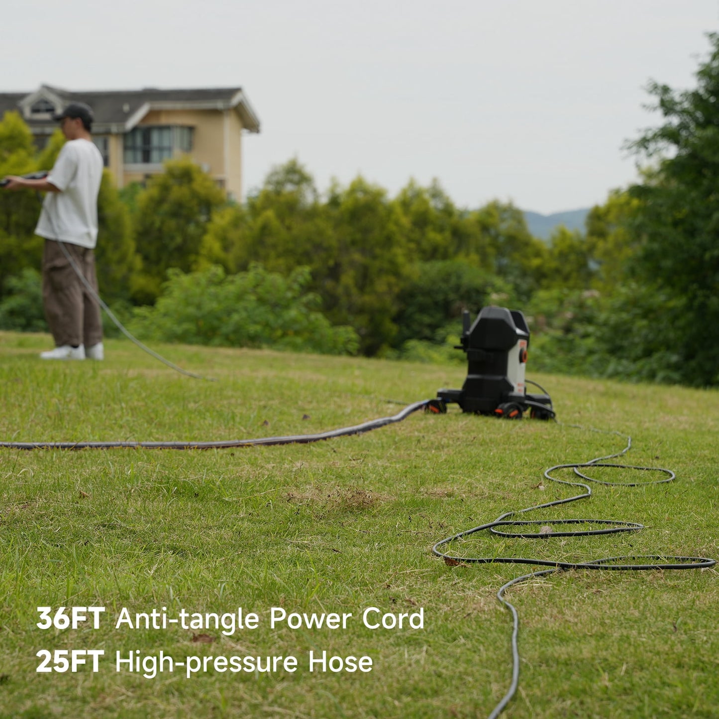 AIVOLT Corded Electric Pressure Washer 4800 PSI, 2.76 GPM, 4 Nozzles, Soap Tank, Anti-Tipping, 36ft Cable, 25ft Hose Cold Water Power Washer