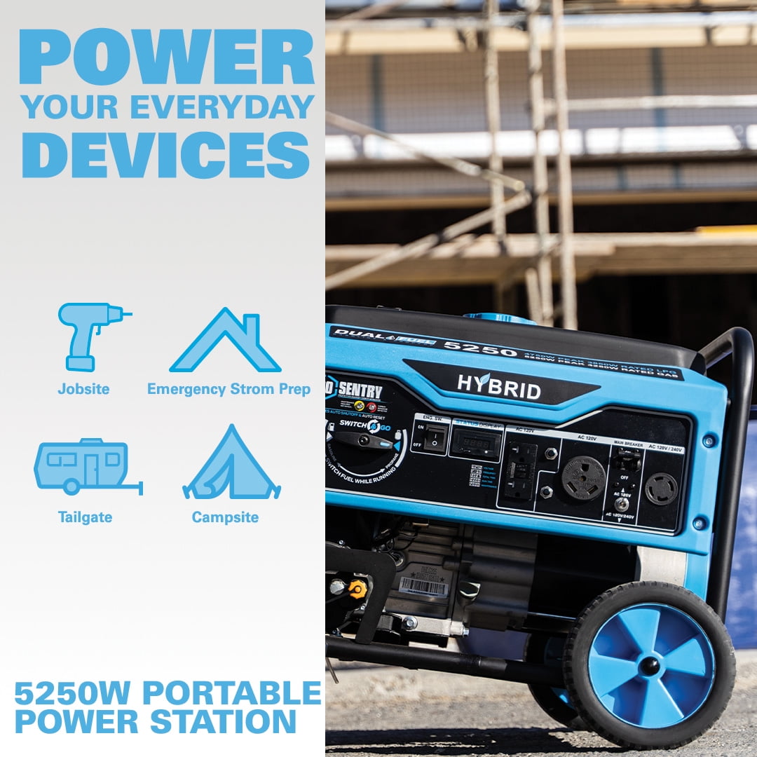 Pulsar 5,250-Watt Dual Fuel Portable Generator with CO Sentry
