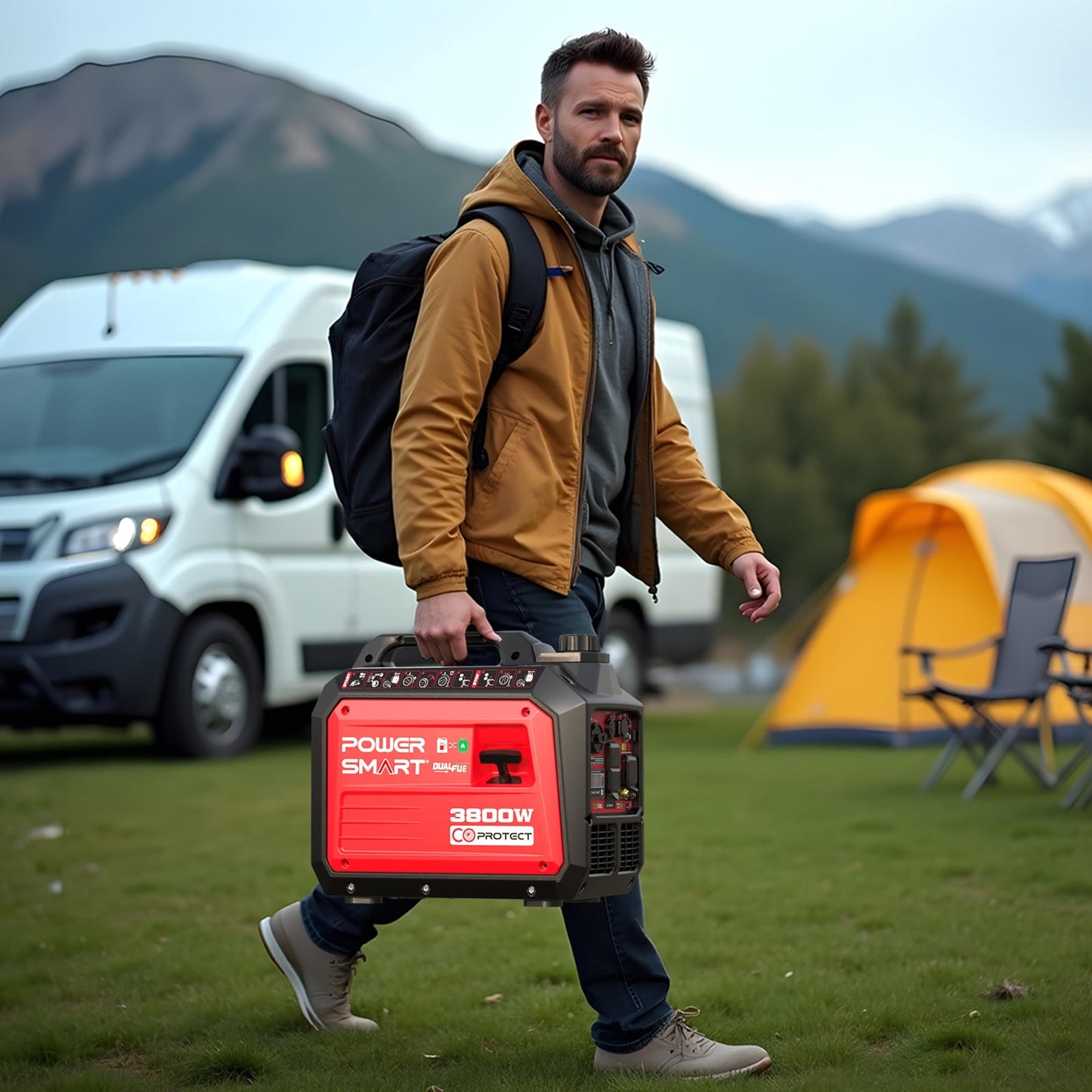 PowerSmart Portable Equipment 3800-Watt Dual Fuel Manual Start  with CO Detect Quiet Power Generator