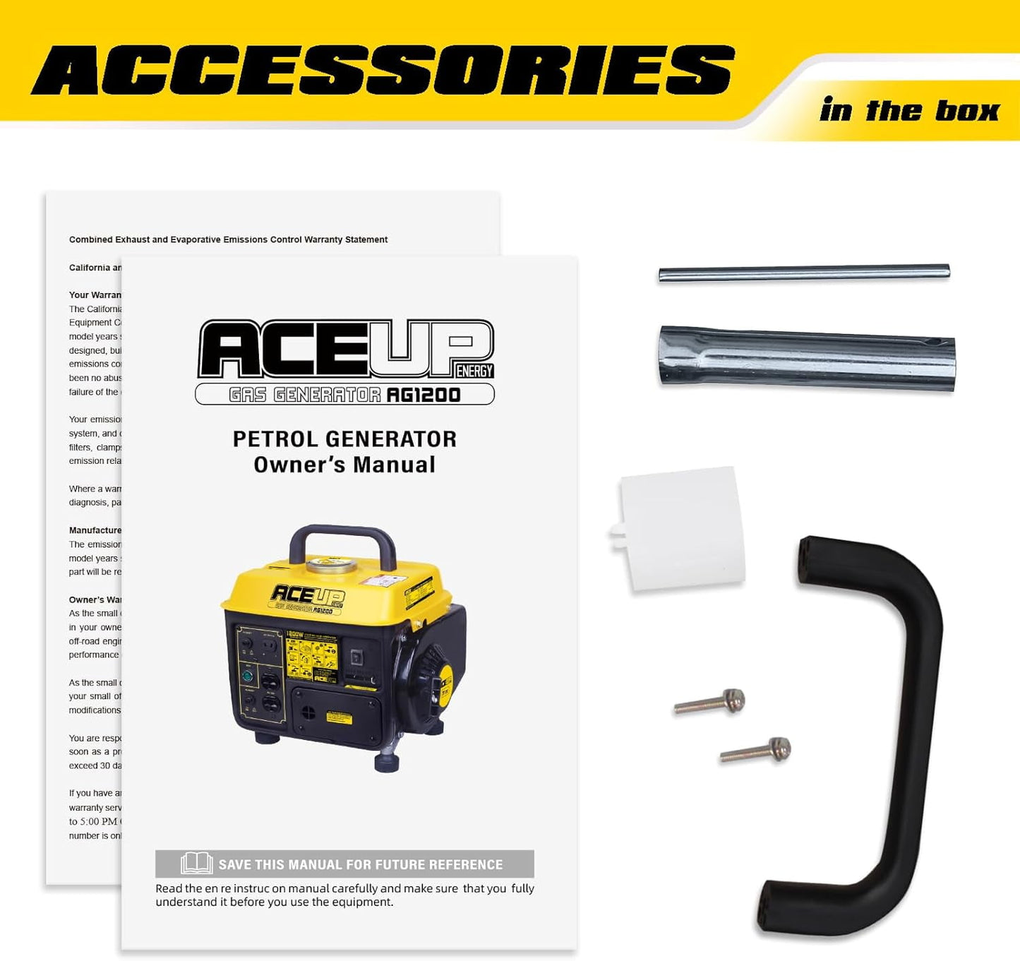 Aceup Energy 1,200W Gas-Powered Generator, Portable Generator Camping Ultralight, EPA & CARB Compliant
