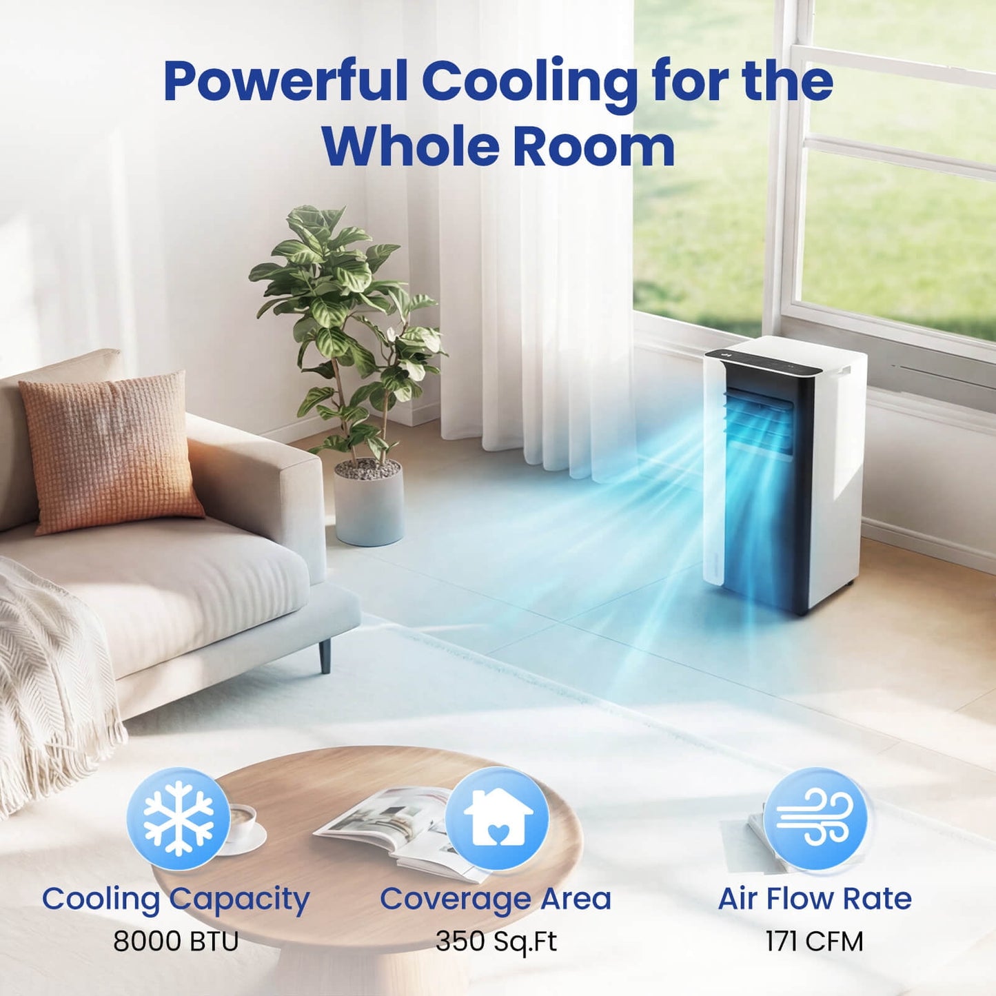 Costway 8000 BTU 3 in 1 Portable Air Conditioner with Fan & Dehumidifier Mode, Sleep Mode, 24H Timer