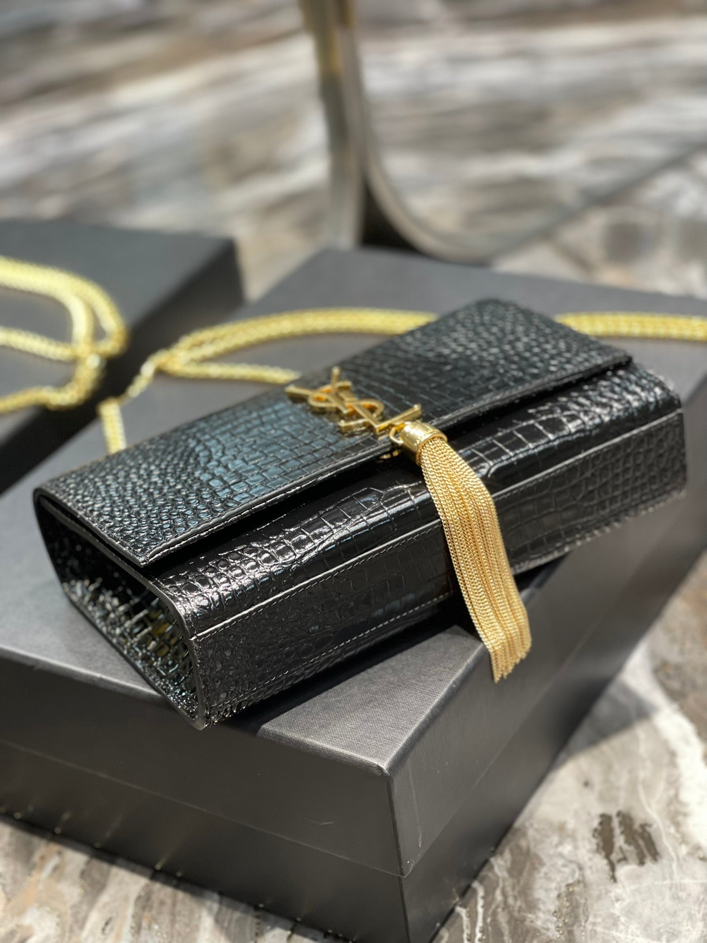 Saint Laurent Kata Medium Chain Bag With Tassel 24cm
