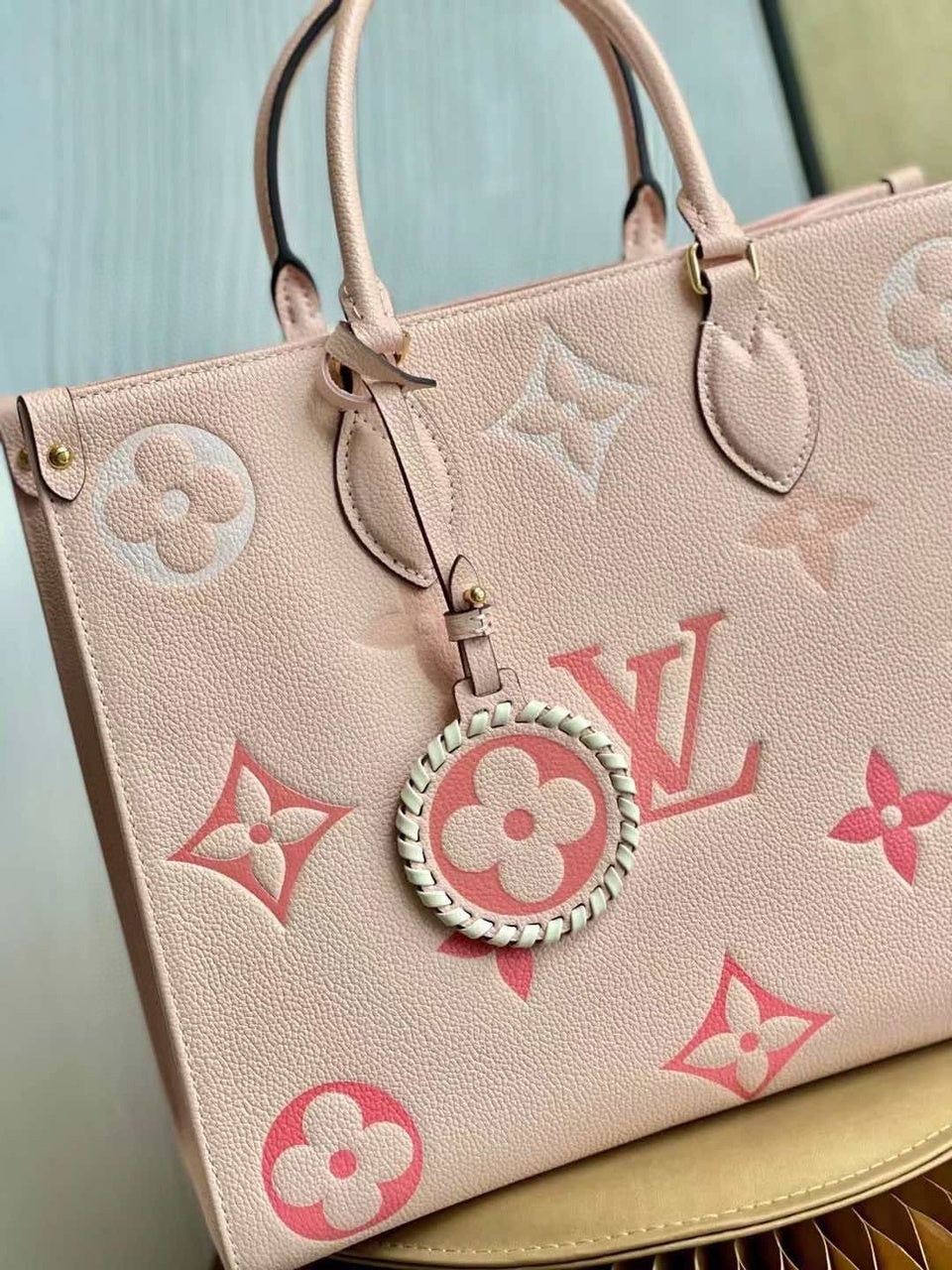 Louis Vuitton By The Pool OnTheGo MM Bag 35cm Monogram Empreinte Canvas Leather Spring/Summer Collection M45717 Rosebud