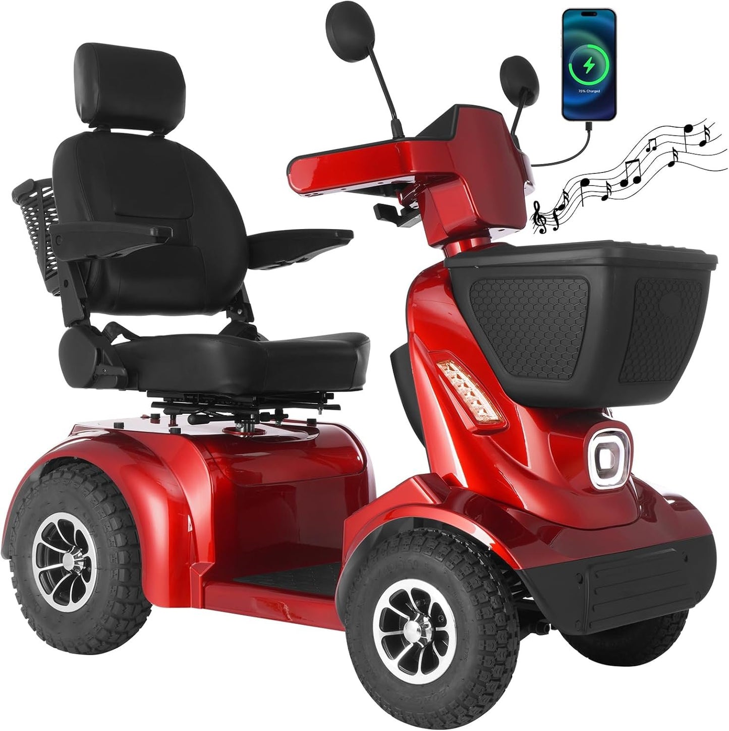 Ecomobi All-Terrain Heavy Duty Mobility Scooter for Seniors &amp; Adults, 1000W Powerful Motor, 550 lbs Weight Capacity, 32 Mile Extended Range, 9 MPH, 13” Pneumatic Tires, Full Suspension, FDA Cleared