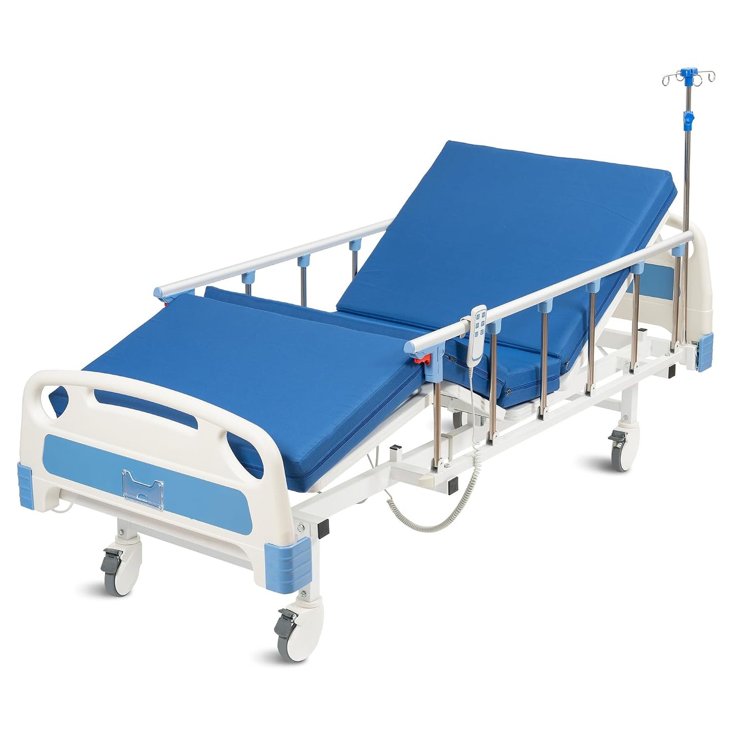 Real Relax Full Electric Hospital Bed with Mattress & IV Pole