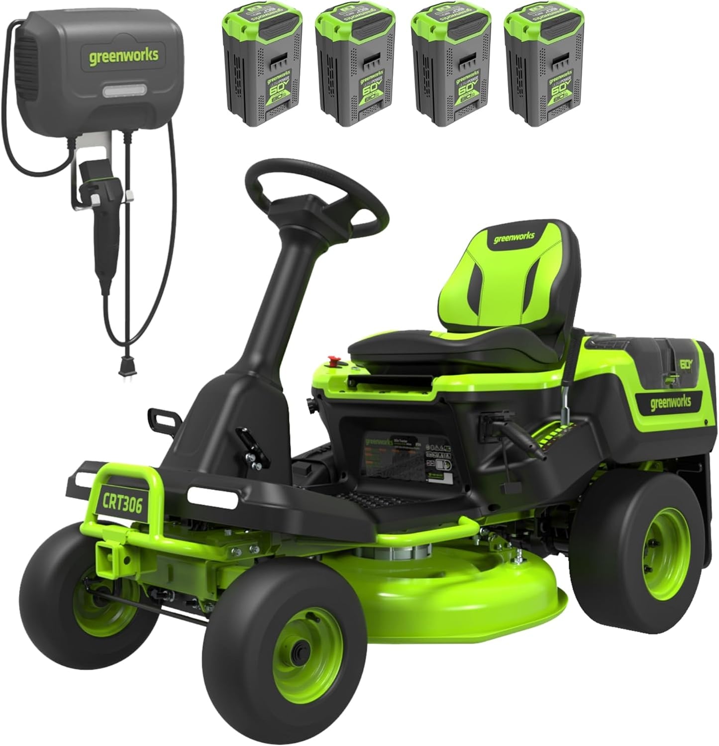 Greenworks 60V 30-Inch Riding Lawn Mower with Batteries & Charger
