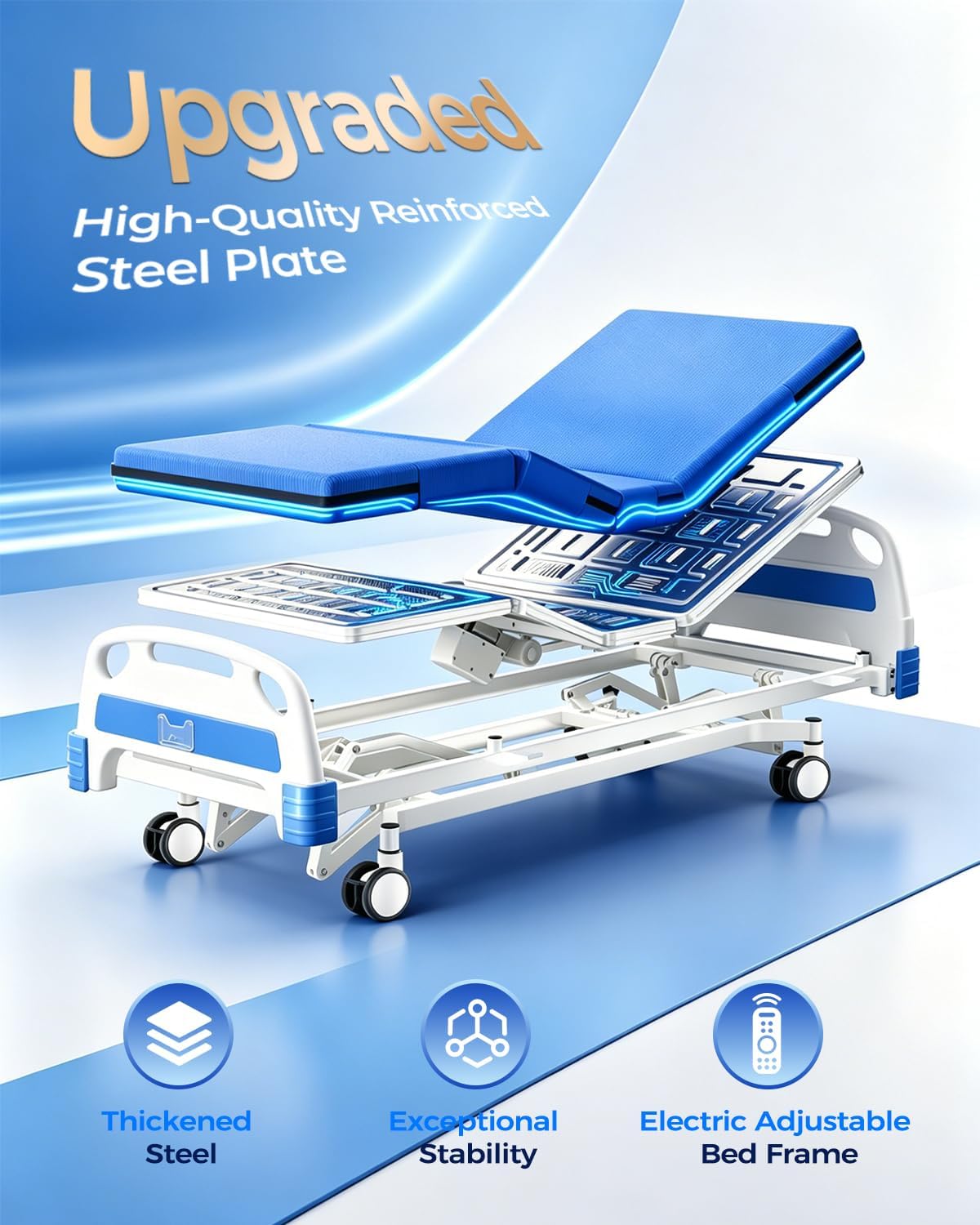 4-Function Full Electric Hospital Bed with Mattress, 600 lbs