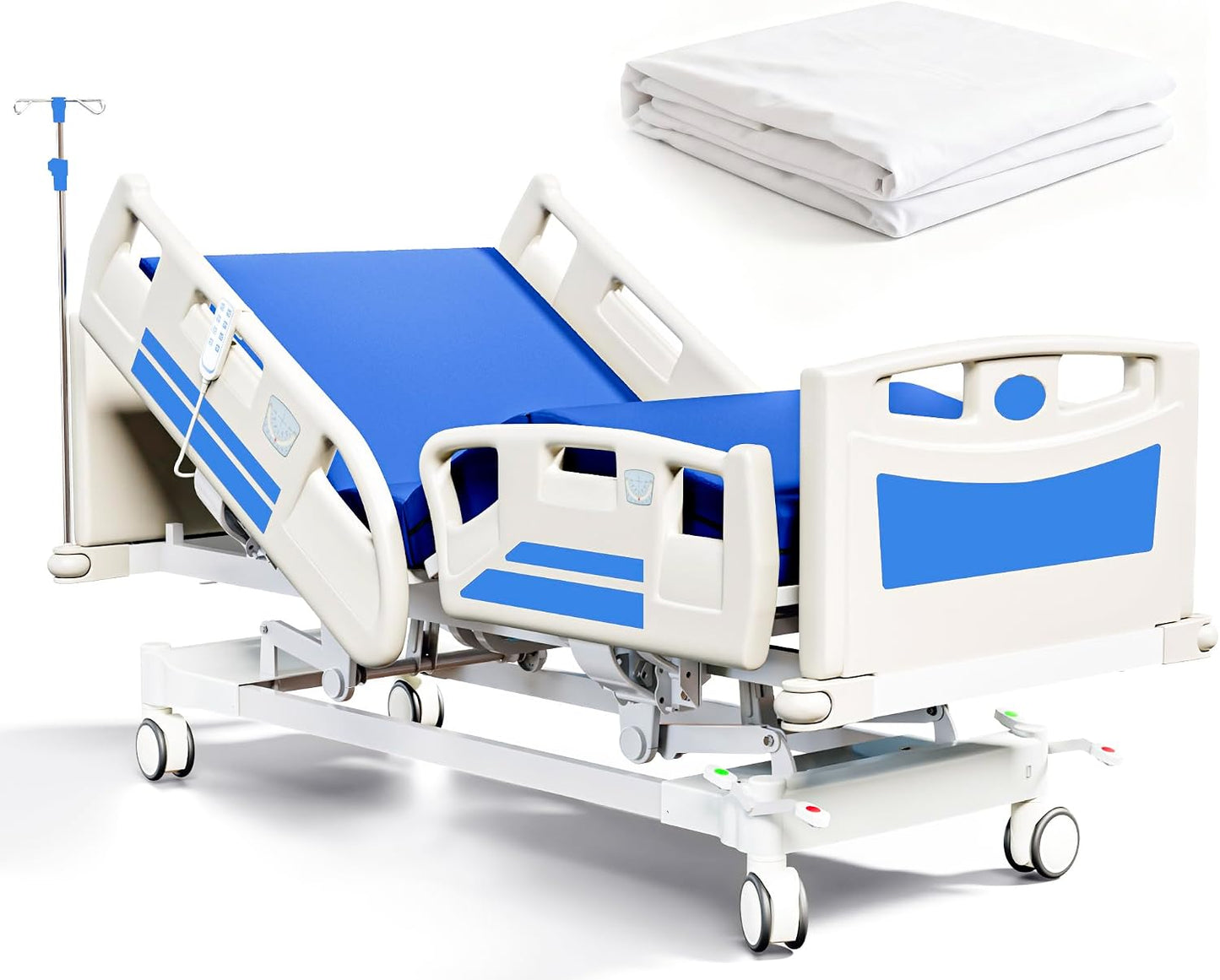 5-Function Full Electric Hospital Bed with 4.7" Foam Mattress