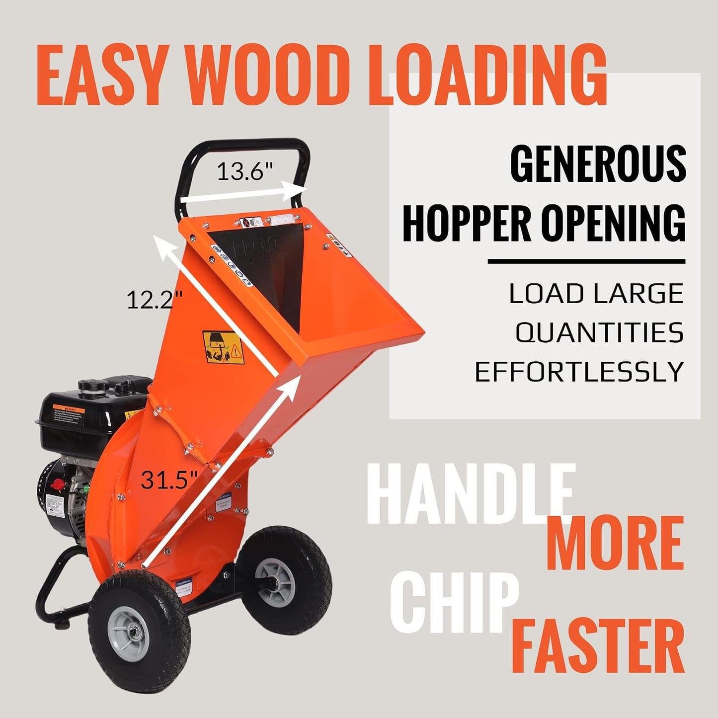 C40 Wood Chipper 4″ inch Max Diameter Capacity 9 HP 274cc Gas Powered Engine Heavy Duty Shredder Mulcher