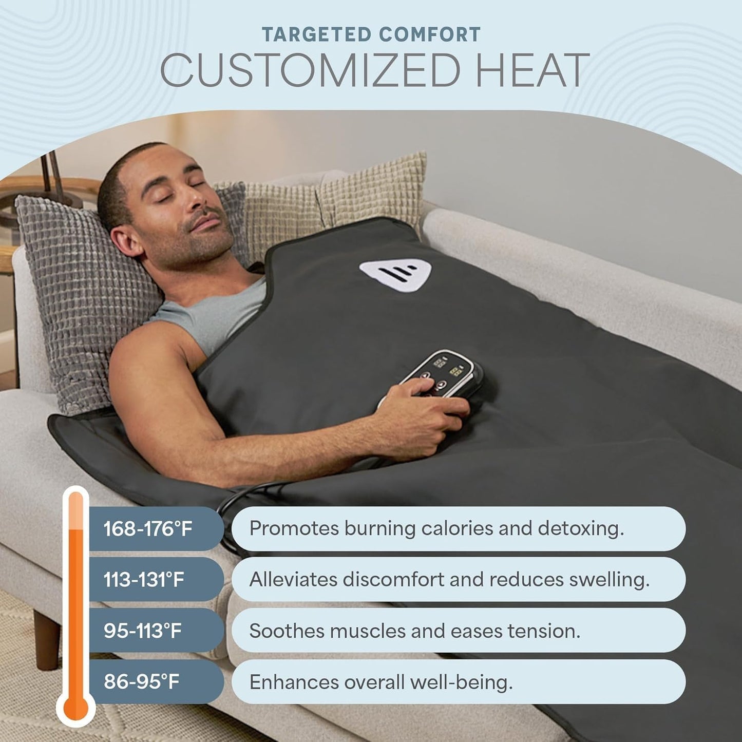 Lifepro RejuvaWrap Infrared Sauna Blanket — Portable Sauna Bag with 9 Temp Levels Low EMF Far Infrared Heating — At Home Full Body Rejuvenation & Relaxation