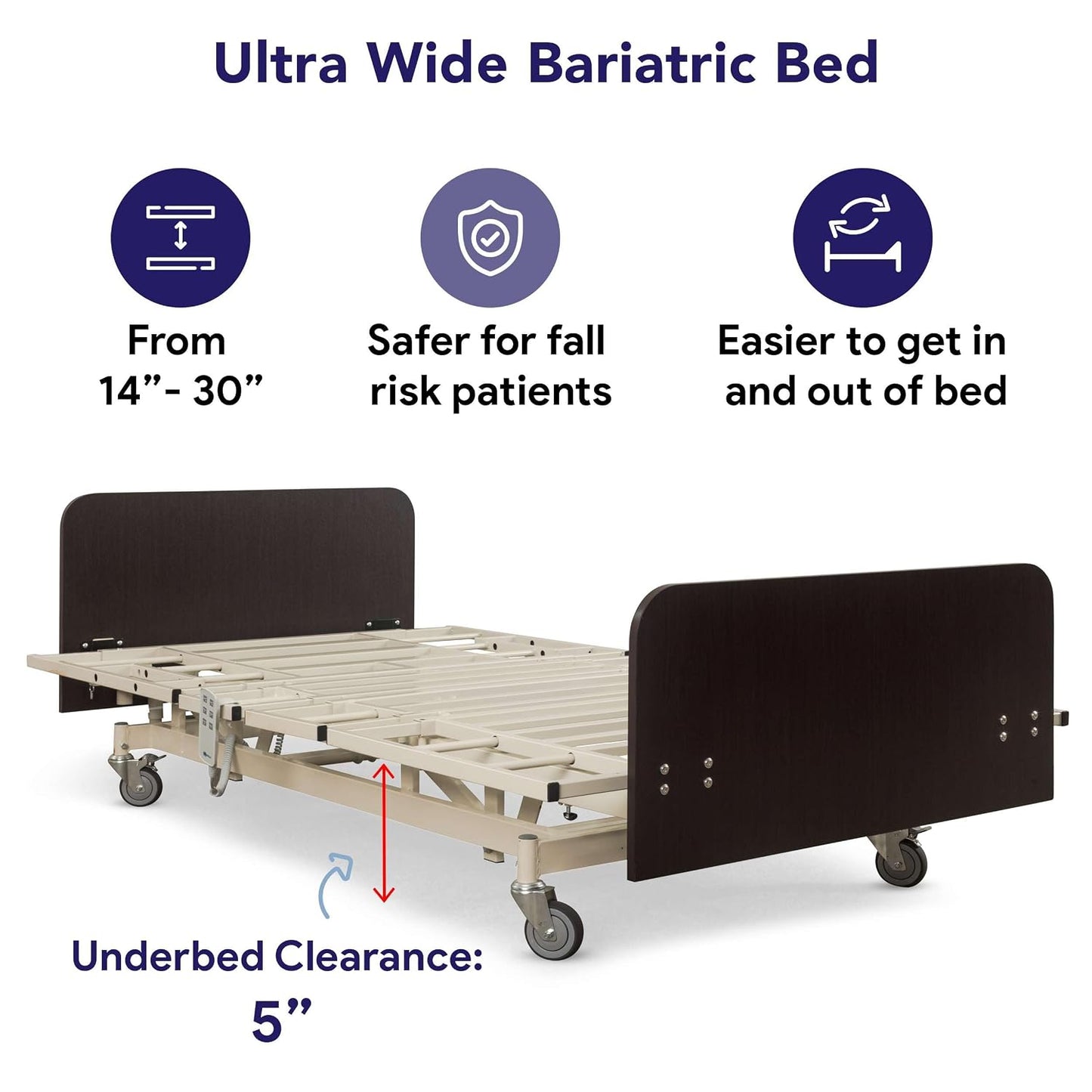 Ultra Wide Full Electric Bariatric Hospital Bed with 48" Mattress