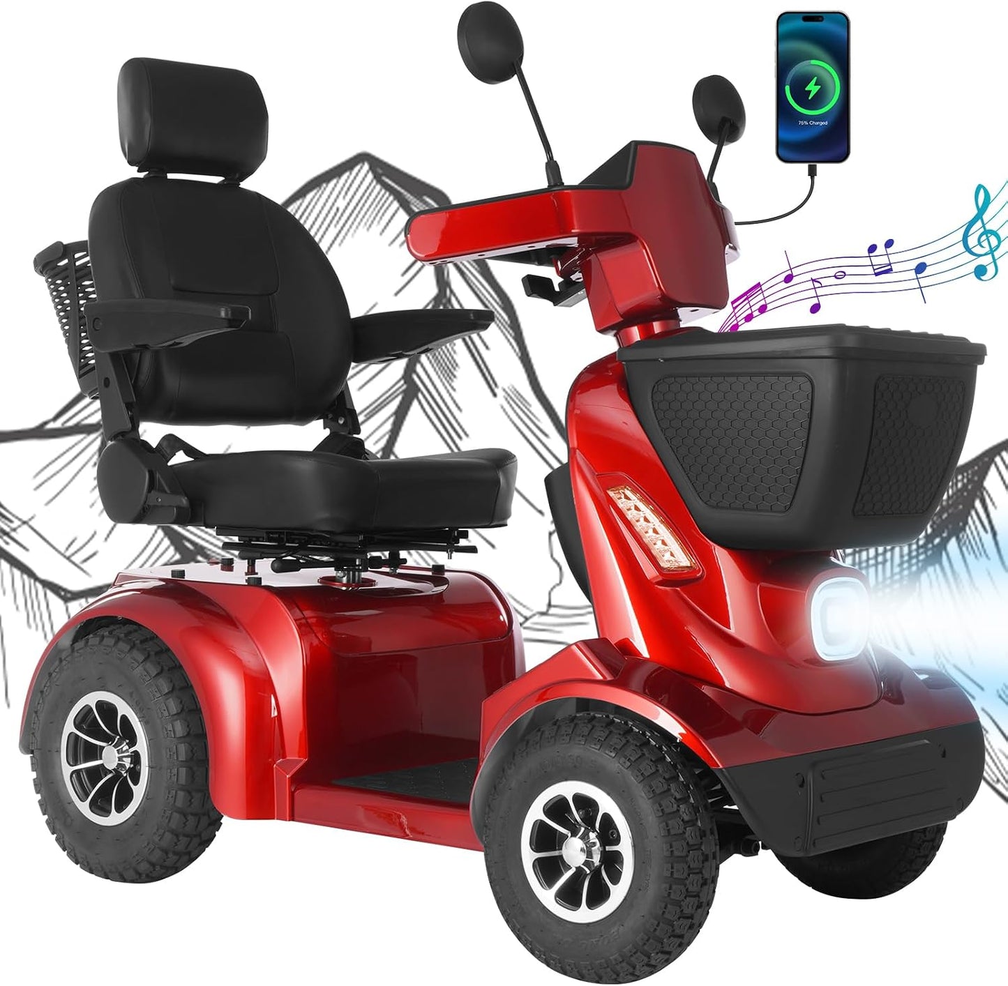 Ecomobi All-Terrain Heavy-Duty Mobility Scooter with 32-Mile Range