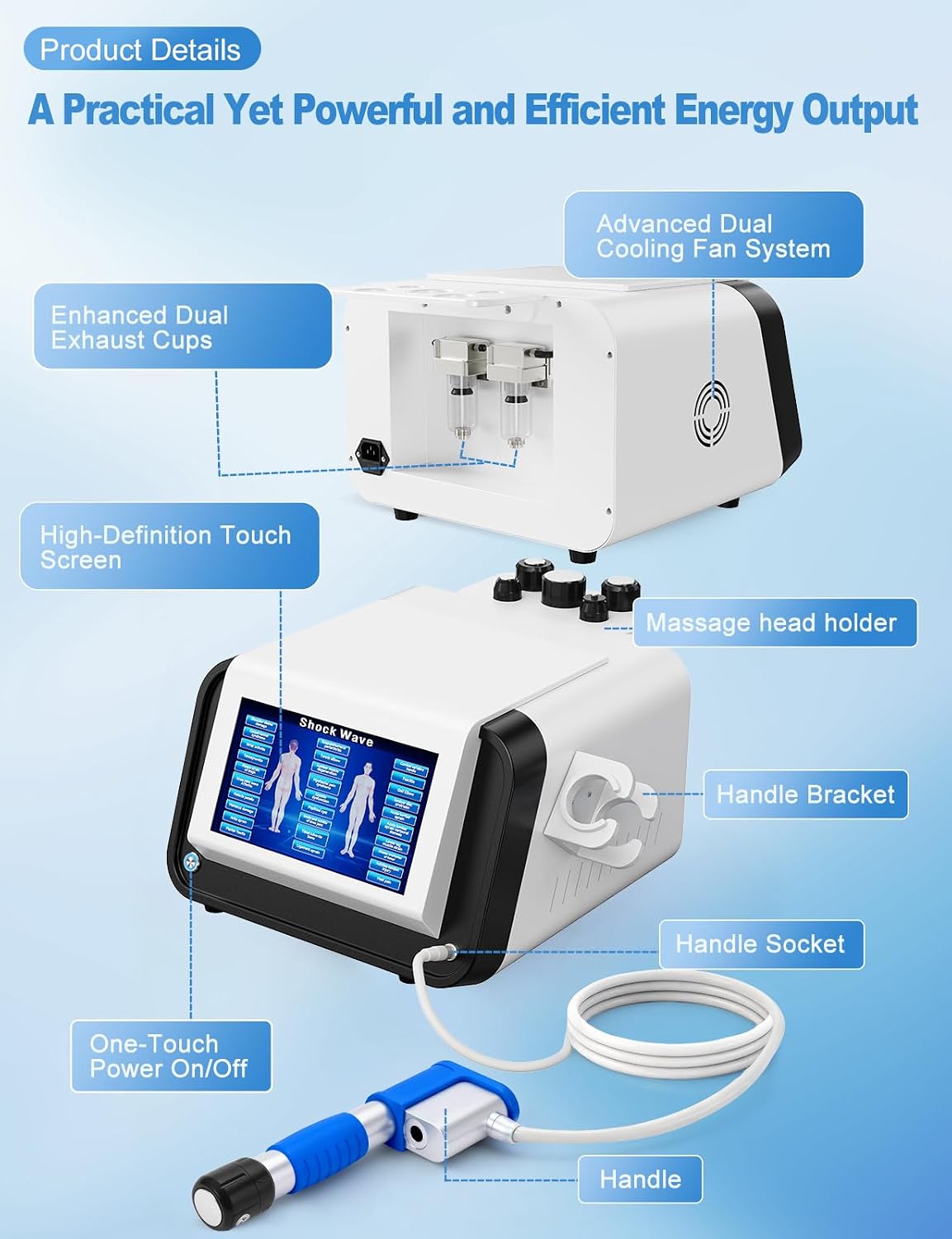 Extracorporeal Shockwave Therapy Machine for Muscle & Joint Relief