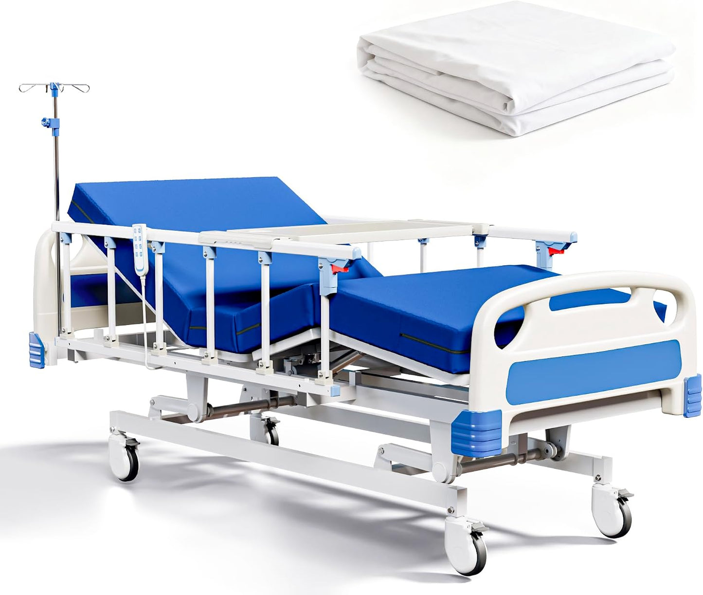 5-Function Full Electric Hospital Bed with 4.7" Foam Mattress