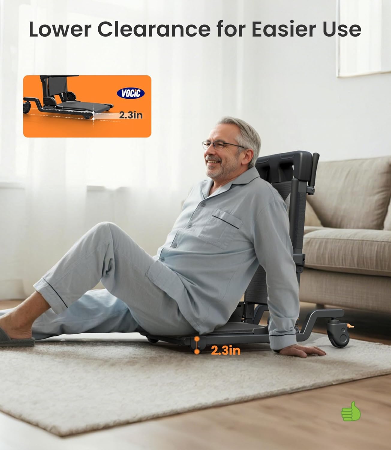 VOCIC AX35 Electric Floor Lift Chair with Wheels, 350 lbs
