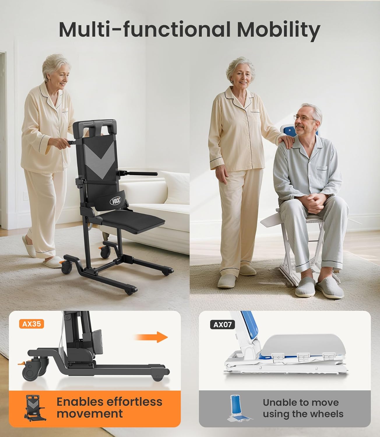 VOCIC AX35 Electric Floor Lift Chair with Wheels, 350 lbs