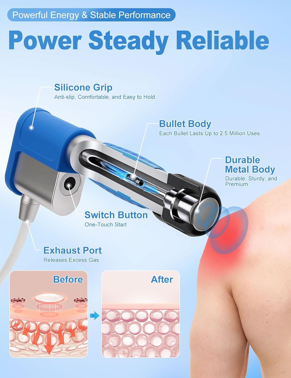 Extracorporeal Shockwave Therapy Machine for Muscle & Joint Relief