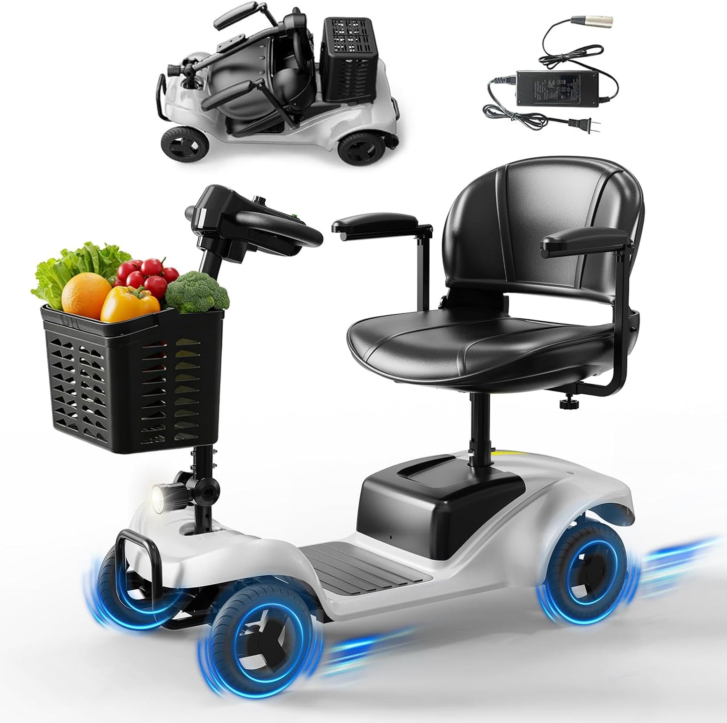 4-Wheel Mobility Scooter with 15-Mile Range – Blue