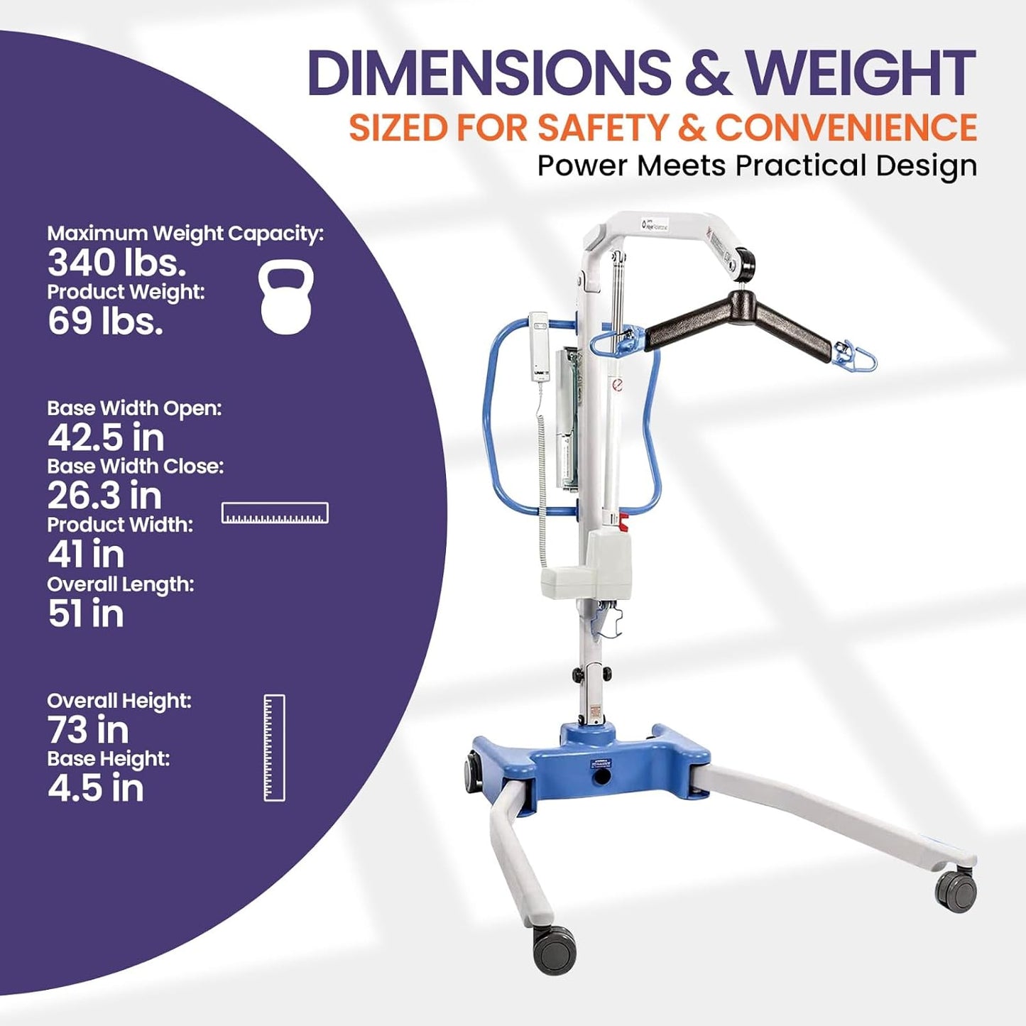 Joerns Hoyer Advance Electric Portable Patient Lift, 340 lbs