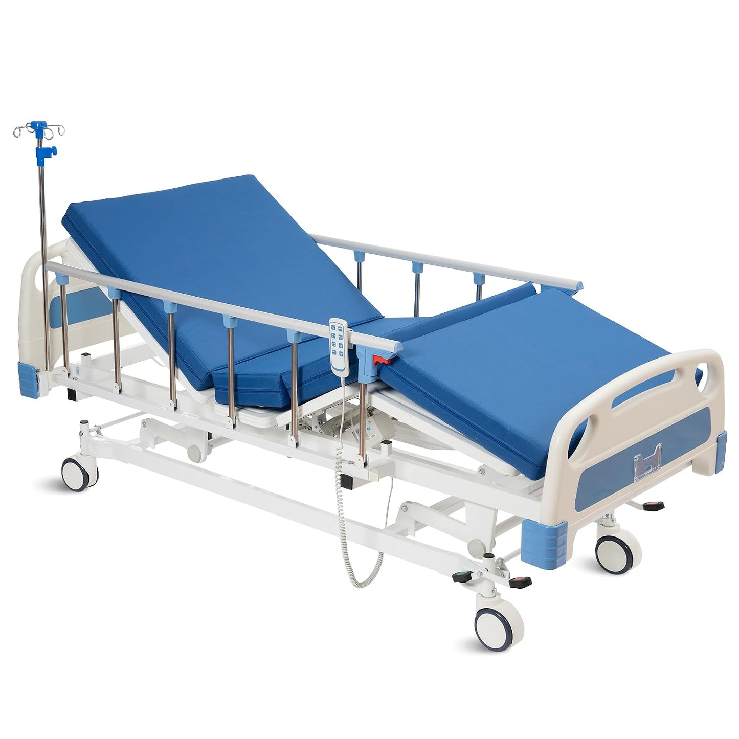 Real Relax Full Electric Hospital Bed with Mattress & IV Pole