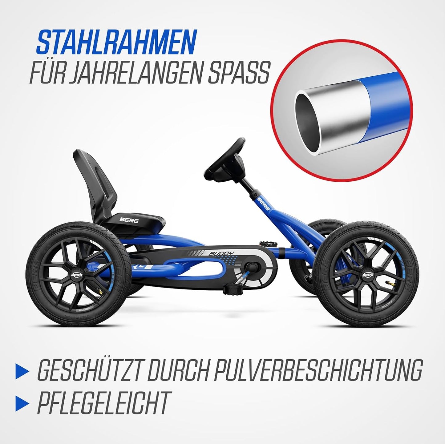 BERG Buddy Blue Pedal Go-Kart for Kids with BFR System