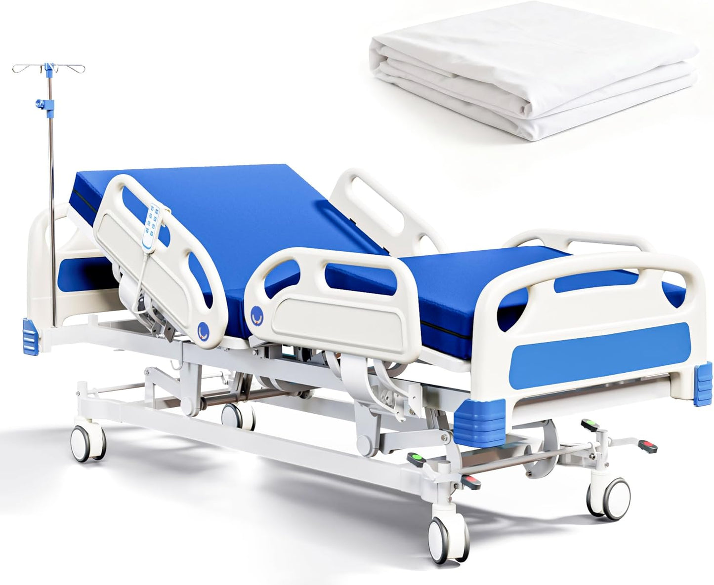 5-Function Full Electric Hospital Bed with 4.7" Foam Mattress