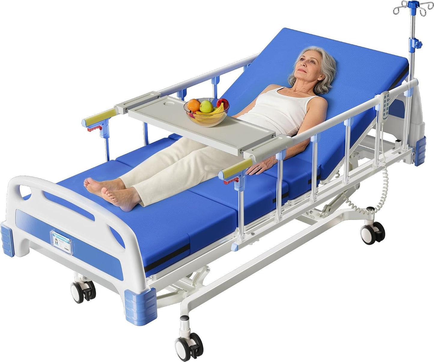 4-Function Full Electric Hospital Bed with Mattress, 600 lbs
