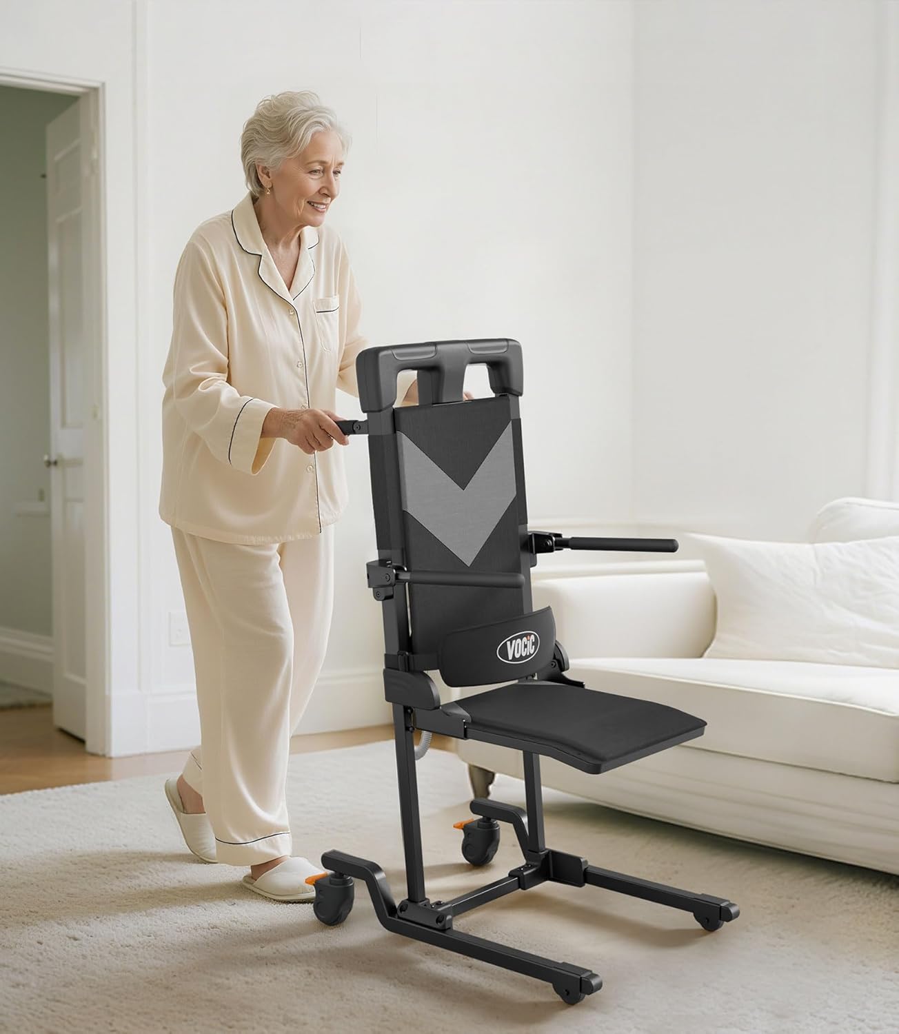 VOCIC AX35 Electric Floor Lift Chair with Wheels, 350 lbs