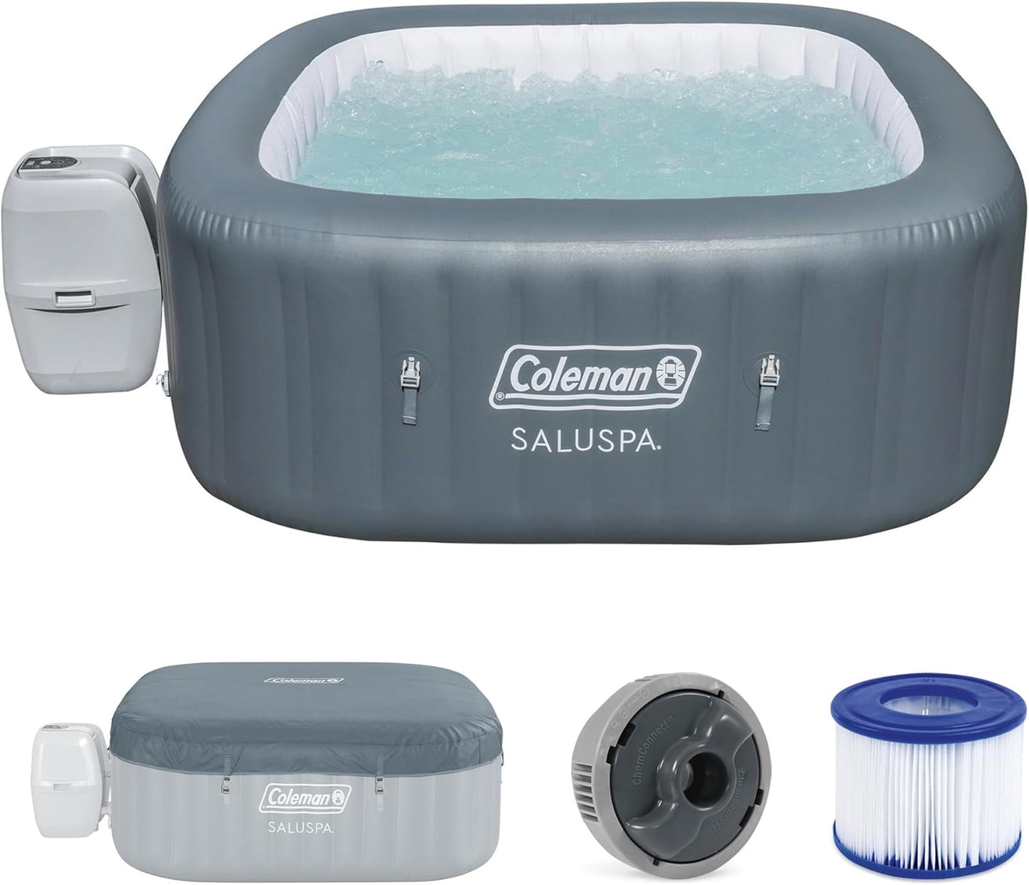 Coleman Hawaii AirJet 4-6 Person Inflatable Hot Tub with 140 AirJets, Grey