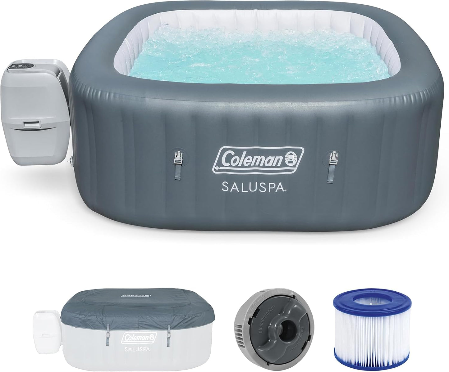 Coleman Hawaii AirJet 4-6 Person Inflatable Hot Tub with 140 AirJets, Grey
